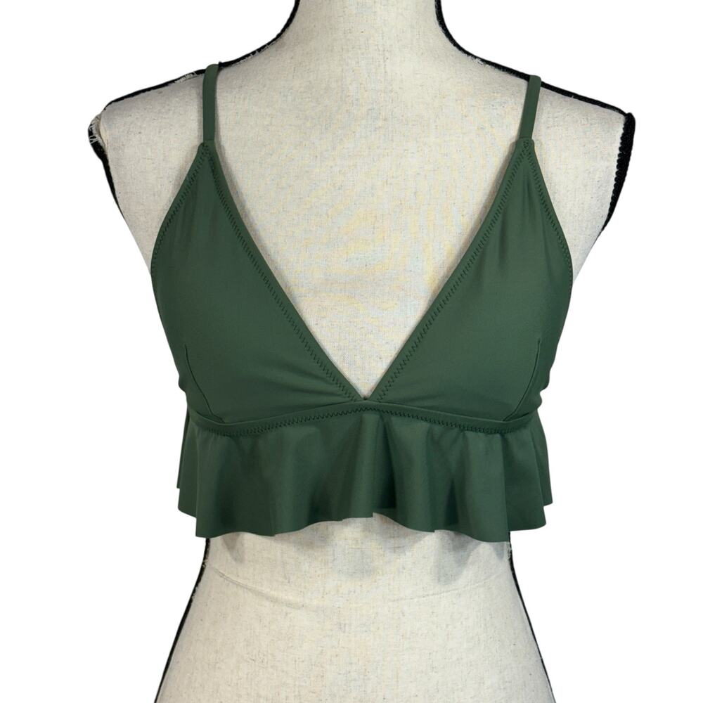 Cupshe Medium Triangle Bikini Swim Top Criss-Cross Adjustable Straps Padded Cups